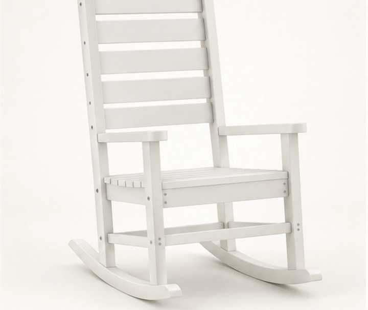 Five-Rail Tall-Back HDPE Outdoor Rocking Chair in M011 finish, view 1