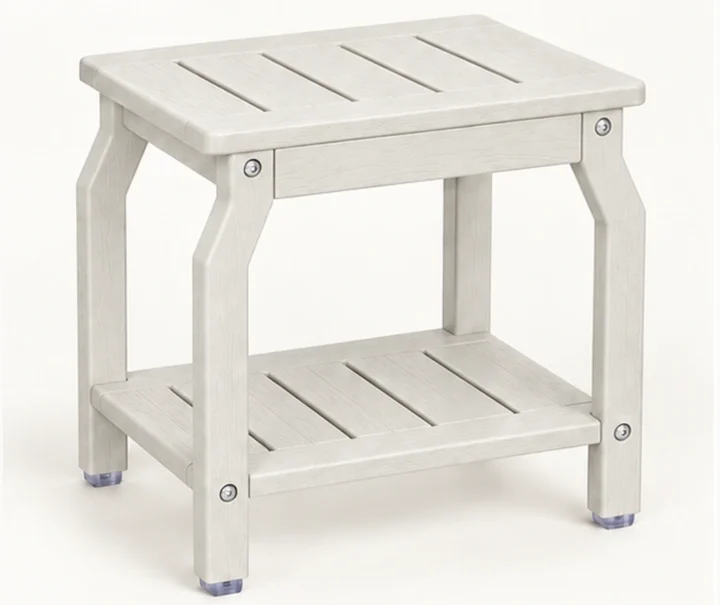 Two-Tier Slatted HDPE Shower Bench in M011 finish, view 1