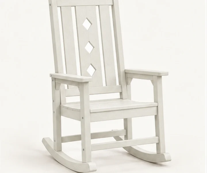 Three-Diamond Tall-Back HDPE Outdoor Rocking Chair in M011 finish, view 1