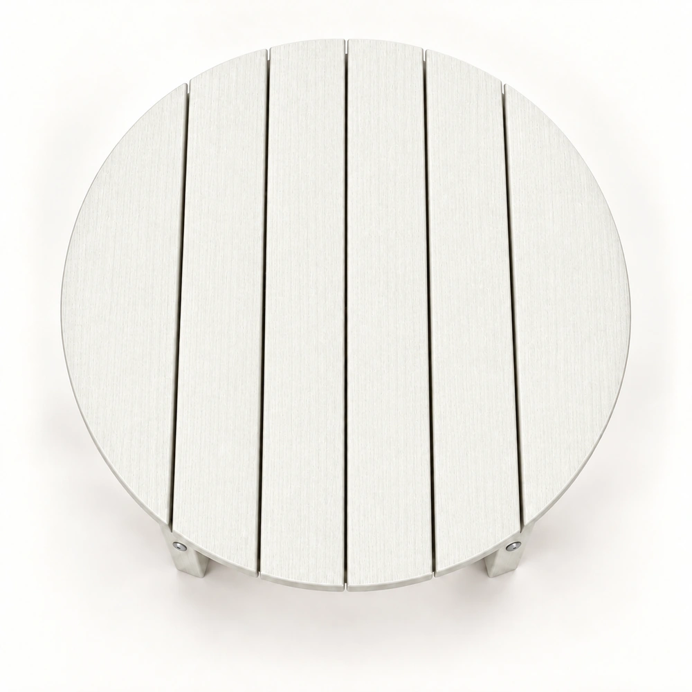 Six-Slat Round Two-Tier HDPE Outdoor Side Table in M011 finish — view 3