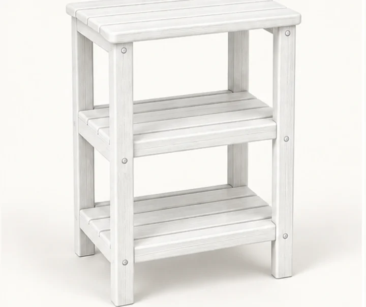 Three-Tier Slatted HDPE Utility Side Table in M011 finish, view 1