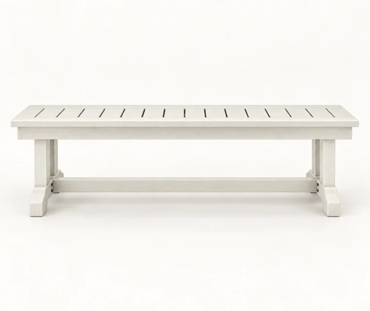HDPE backless outdoor dining bench, long side view