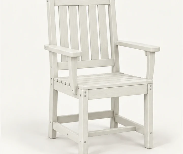 Five-Slat High-Back HDPE Outdoor Dining Armchair in M011 finish, view 1