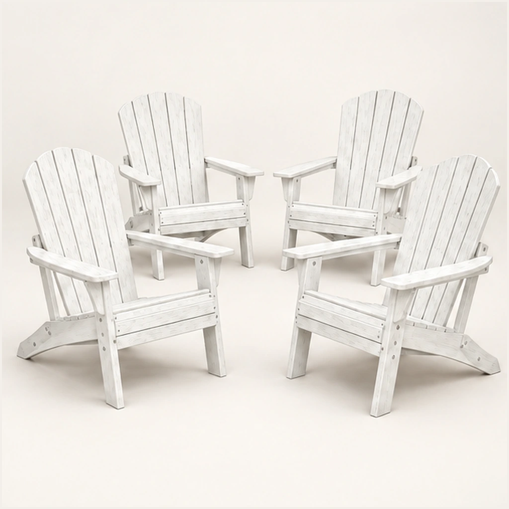 4-Piece Five-Slat HDPE Adirondack Chair Set in M011 finish, view 1