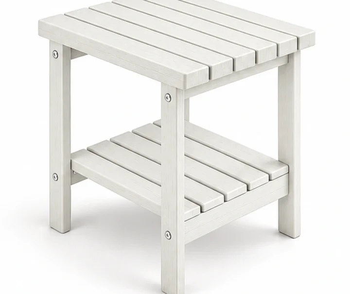 Seven-Slat Two-Tier HDPE Outdoor Side Table in M011 finish, view 1