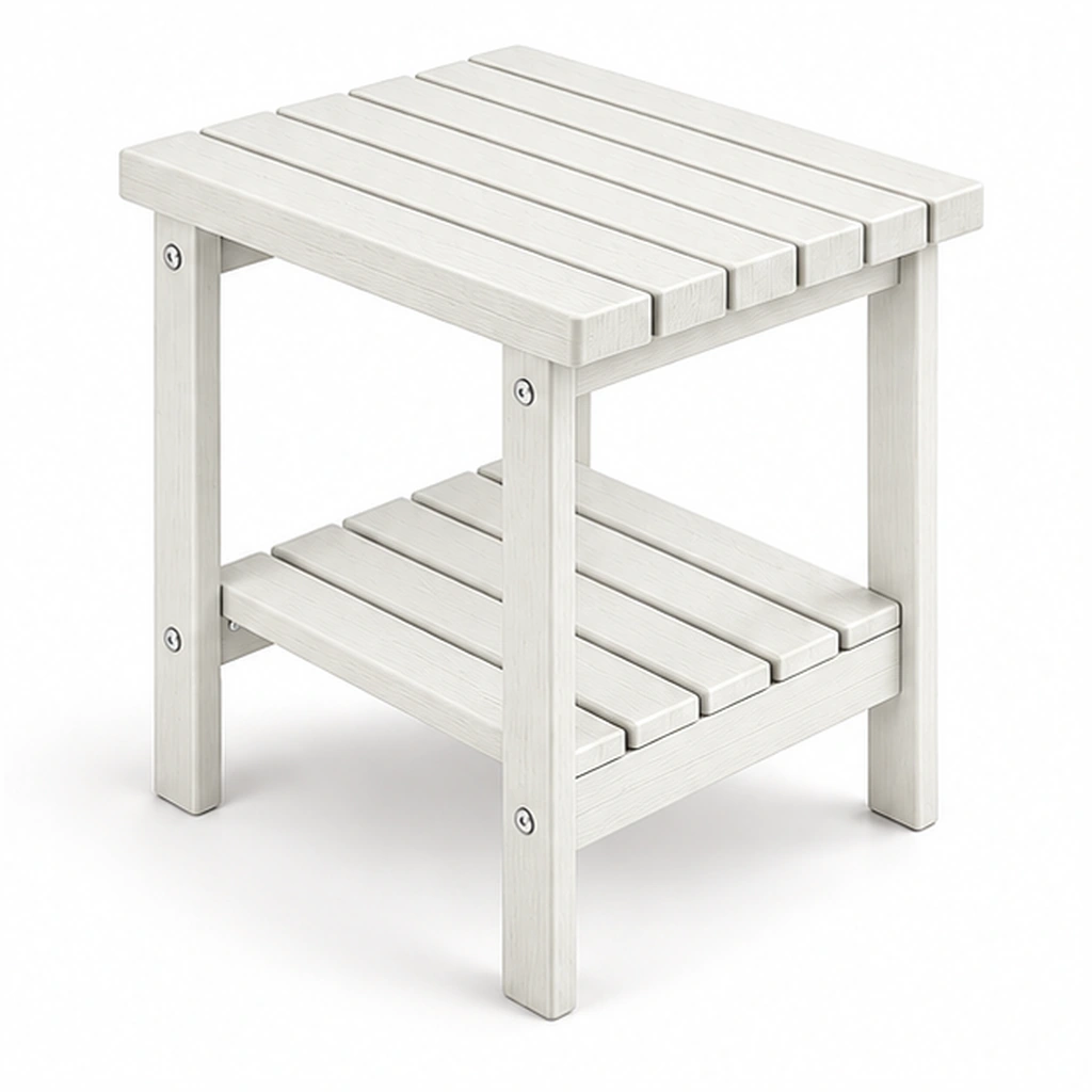 Seven-Slat Two-Tier HDPE Outdoor Side Table in M011 finish, view 1