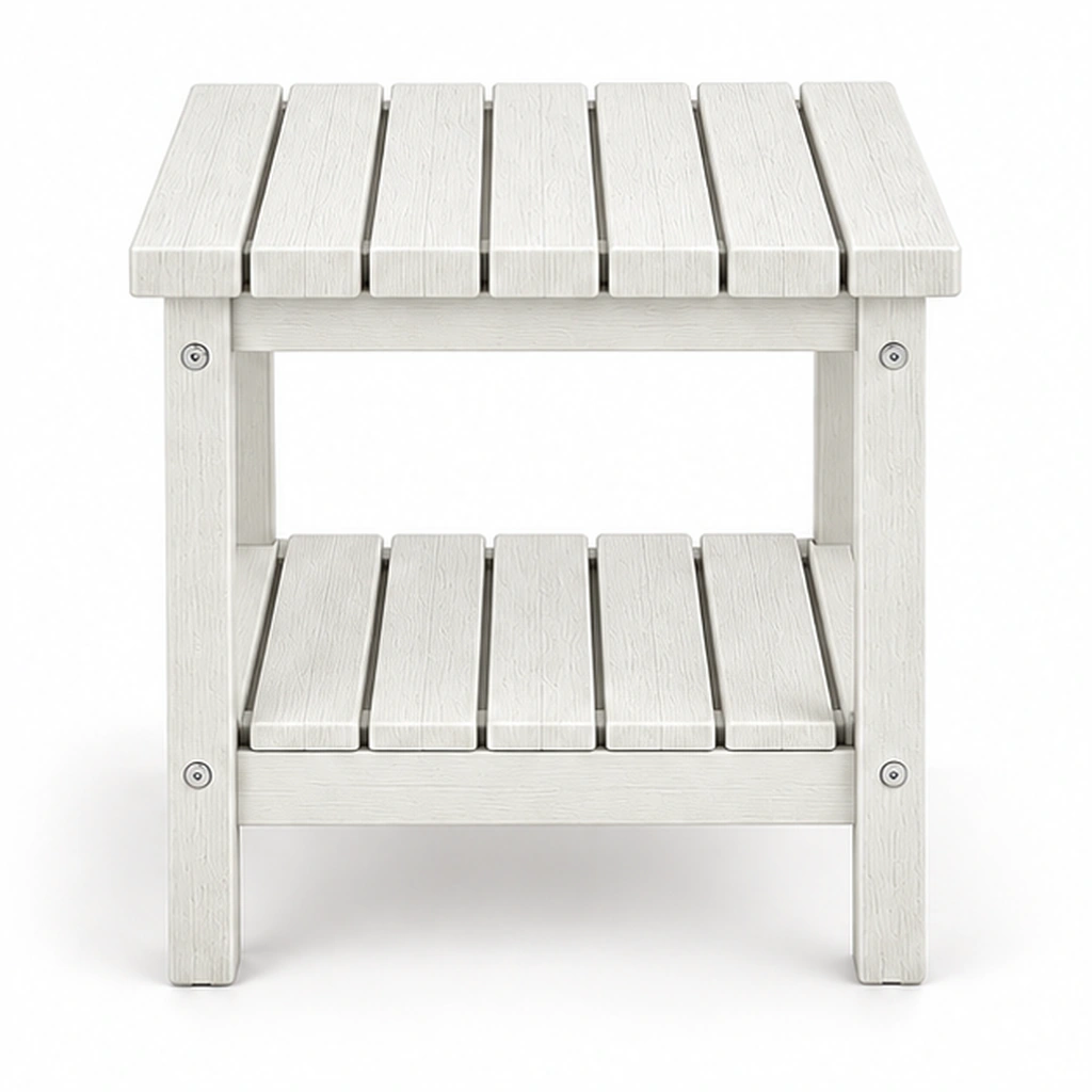 Seven-Slat Two-Tier HDPE Outdoor Side Table in M011 finish, view 2