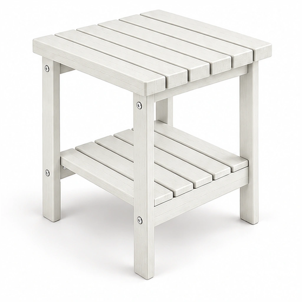Seven-Slat Two-Tier HDPE Outdoor Side Table in M011 finish, view 3