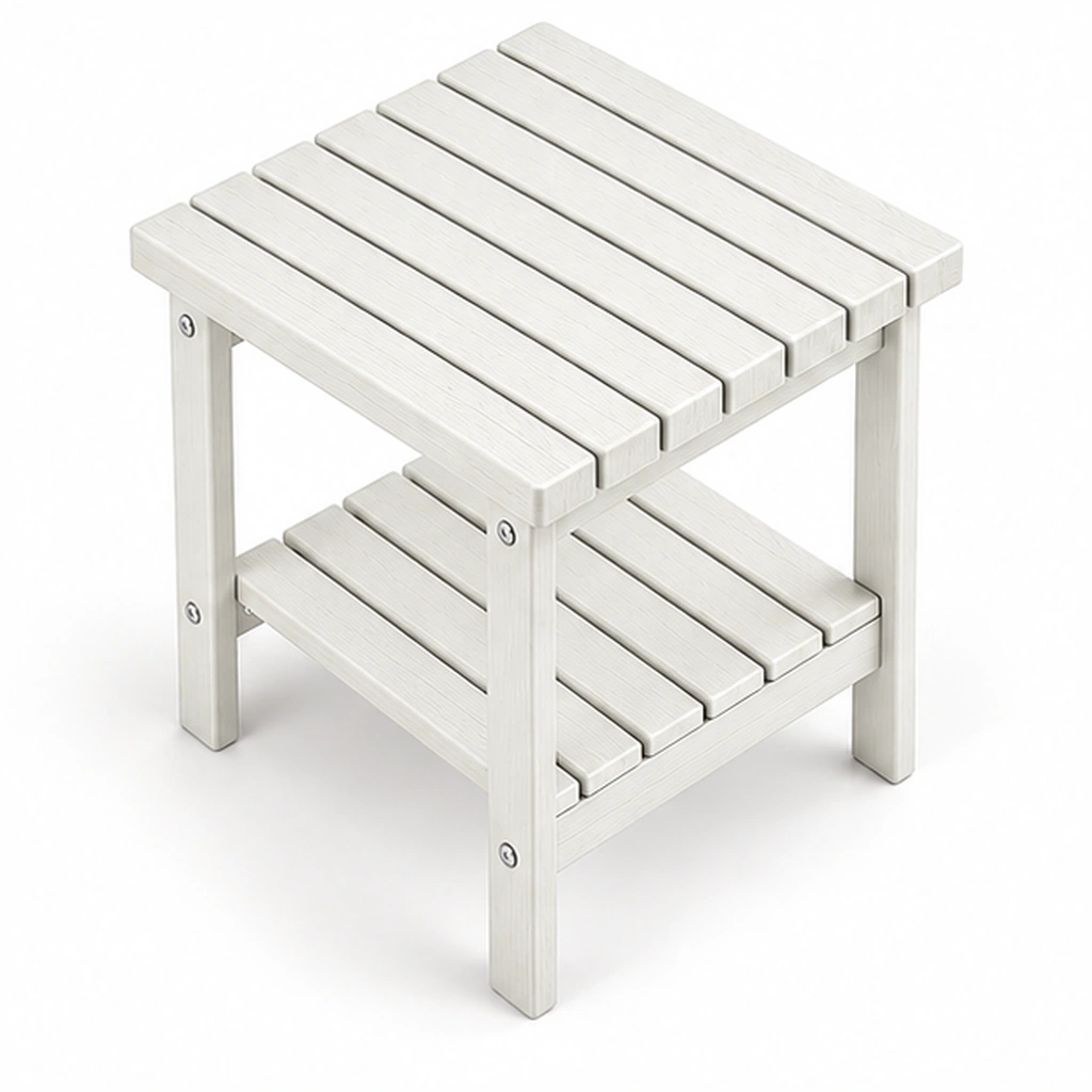 Seven-Slat Two-Tier HDPE Outdoor Side Table in M011 finish, view 4