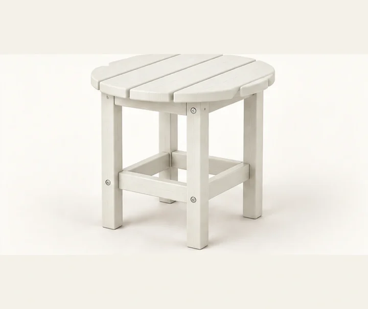 Compact Round Slatted HDPE Side Table in M011 finish, view 1