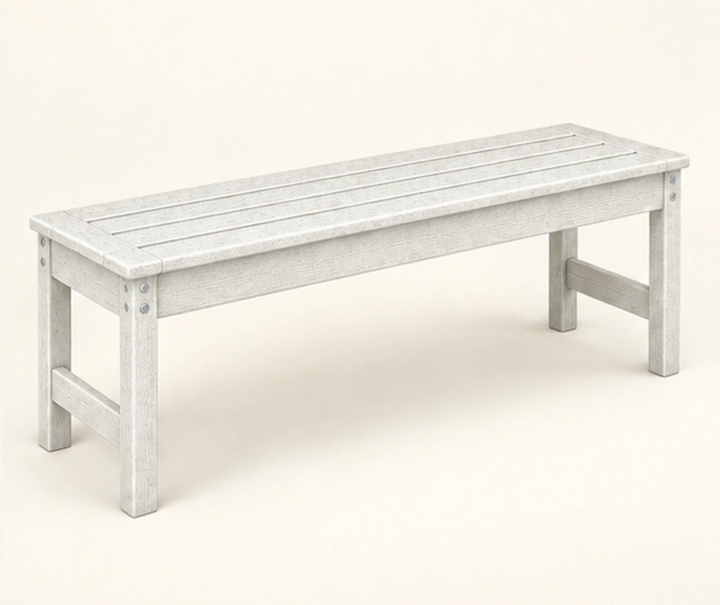Long Narrow Slatted HDPE Outdoor Bench in M011 finish, view 1