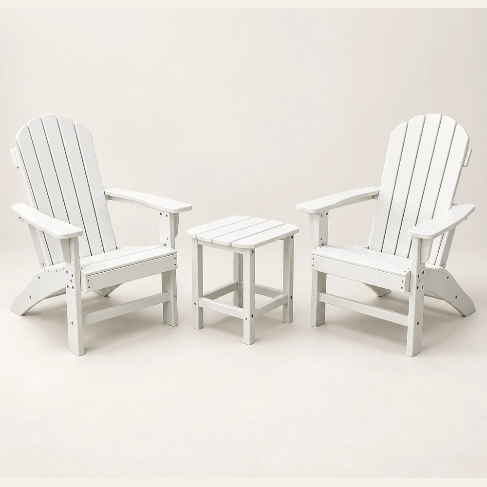3-Piece HDPE Adirondack Chair and Side Table Set in M011 finish, view 1