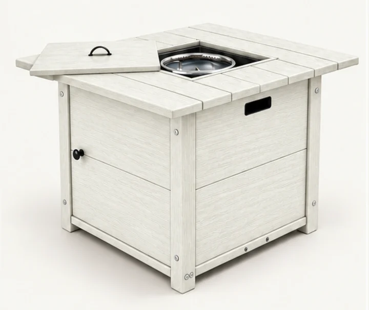 Square HDPE Propane Fire-Pit Table in M011 finish, view 1