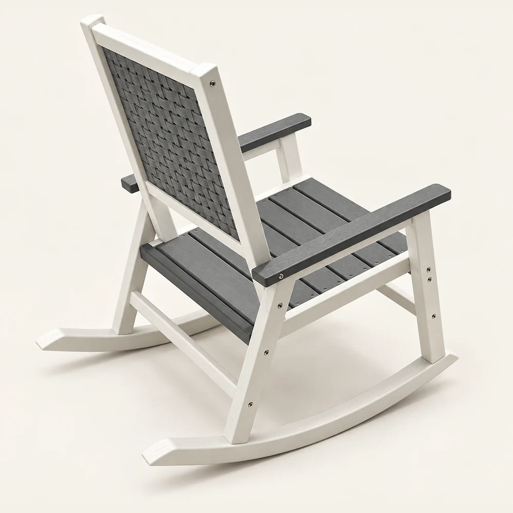 Two-Tone HDPE Woven-Back Rocking Chair in M011 finish, view 1