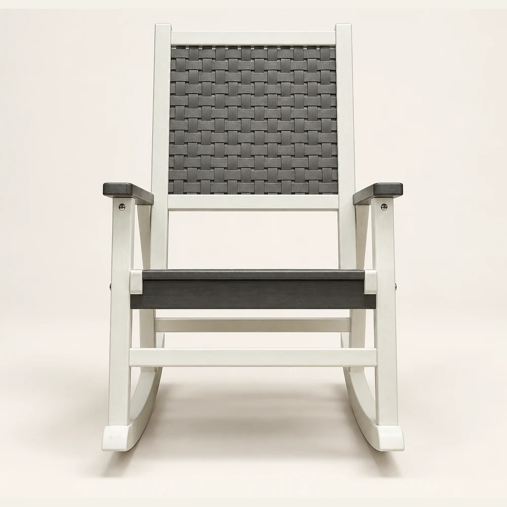 Two-Tone HDPE Woven-Back Rocking Chair in M011 finish, view 2