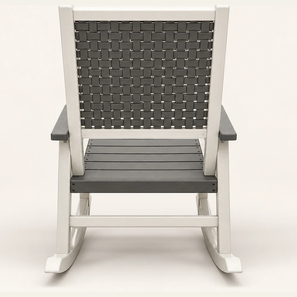 Two-Tone HDPE Woven-Back Rocking Chair in M011 finish, view 3