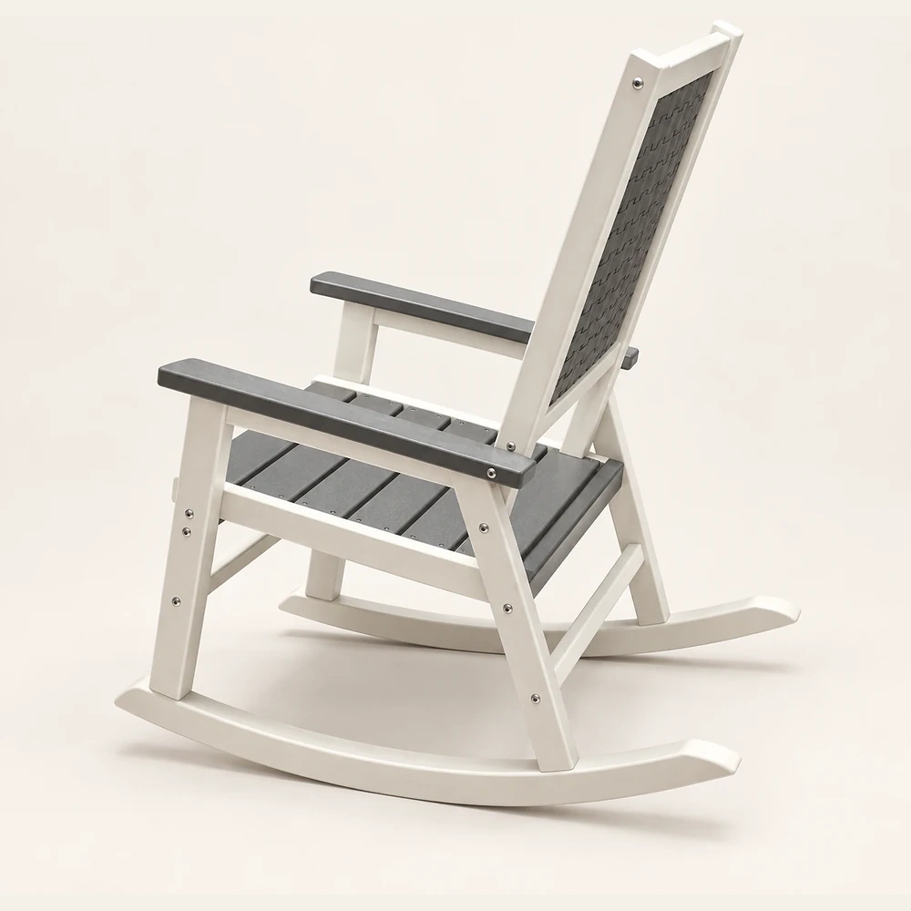 Two-Tone HDPE Woven-Back Rocking Chair in M011 finish, view 4