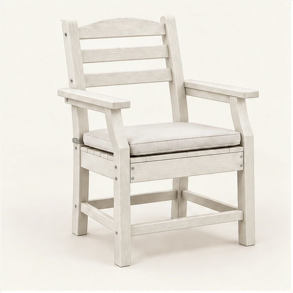 Cushioned Three-Rail HDPE Outdoor Dining Armchair in M011 finish, view 1