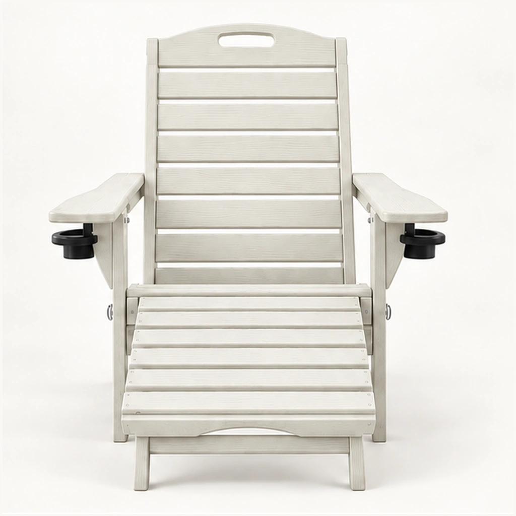 Ladder-Back Folding HDPE Lounge Chair with Pull-Out Footrest in M011 finish, view 2