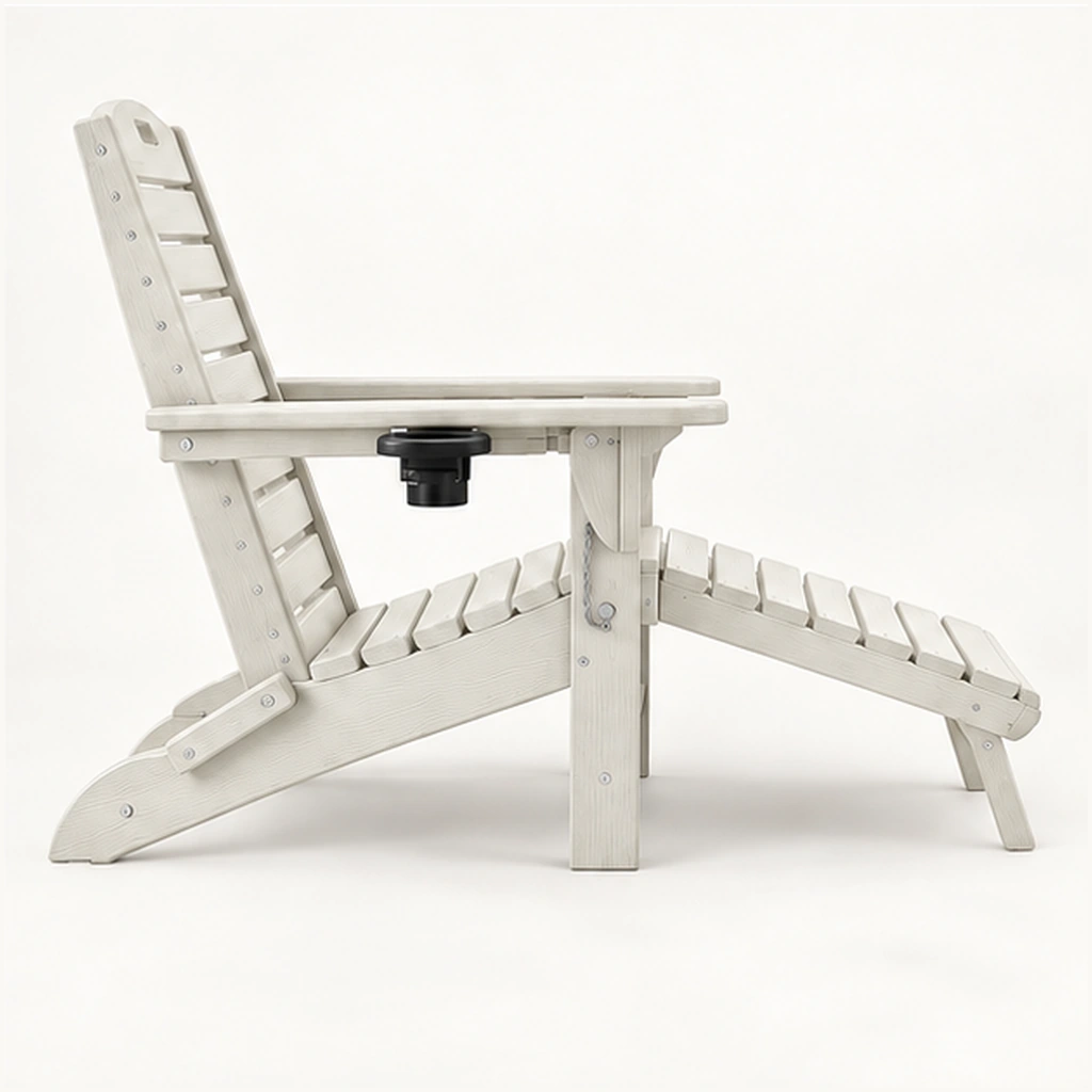 Ladder-Back Folding HDPE Lounge Chair with Pull-Out Footrest in M011 finish, view 4