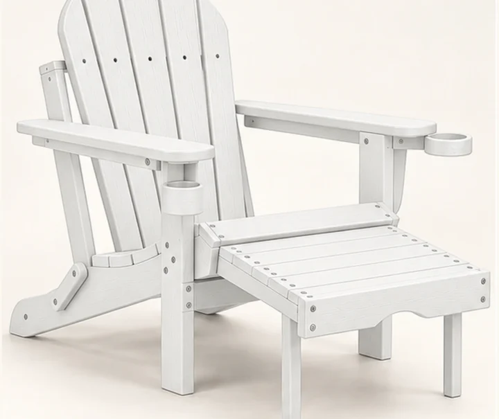 HDPE Adirondack Chair with Pull-Out Footrest and Dual Drink Holders in M011 finish, view 1