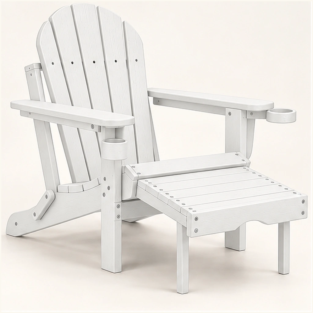 HDPE Adirondack Chair with Pull-Out Footrest and Dual Drink Holders in M011 finish, view 1