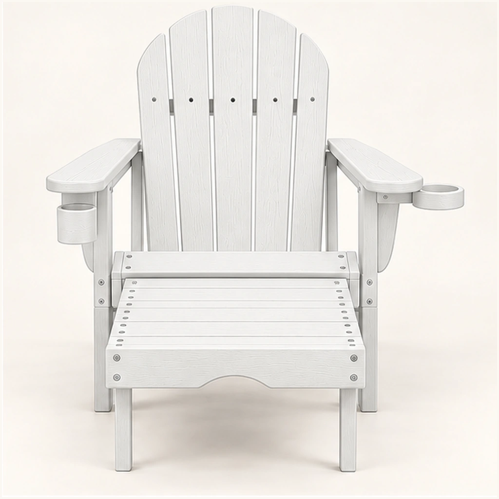 HDPE Adirondack Chair with Pull-Out Footrest and Dual Drink Holders in M011 finish, view 2