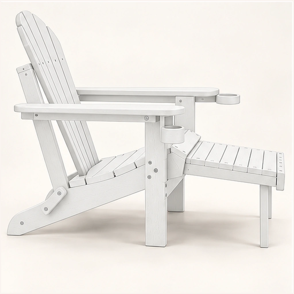 HDPE Adirondack Chair with Pull-Out Footrest and Dual Drink Holders in M011 finish, view 3