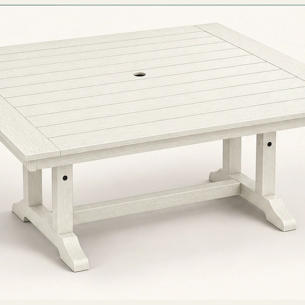 Weatherproof HDPE Rectangular Outdoor Dining Table in M011 finish, view 3
