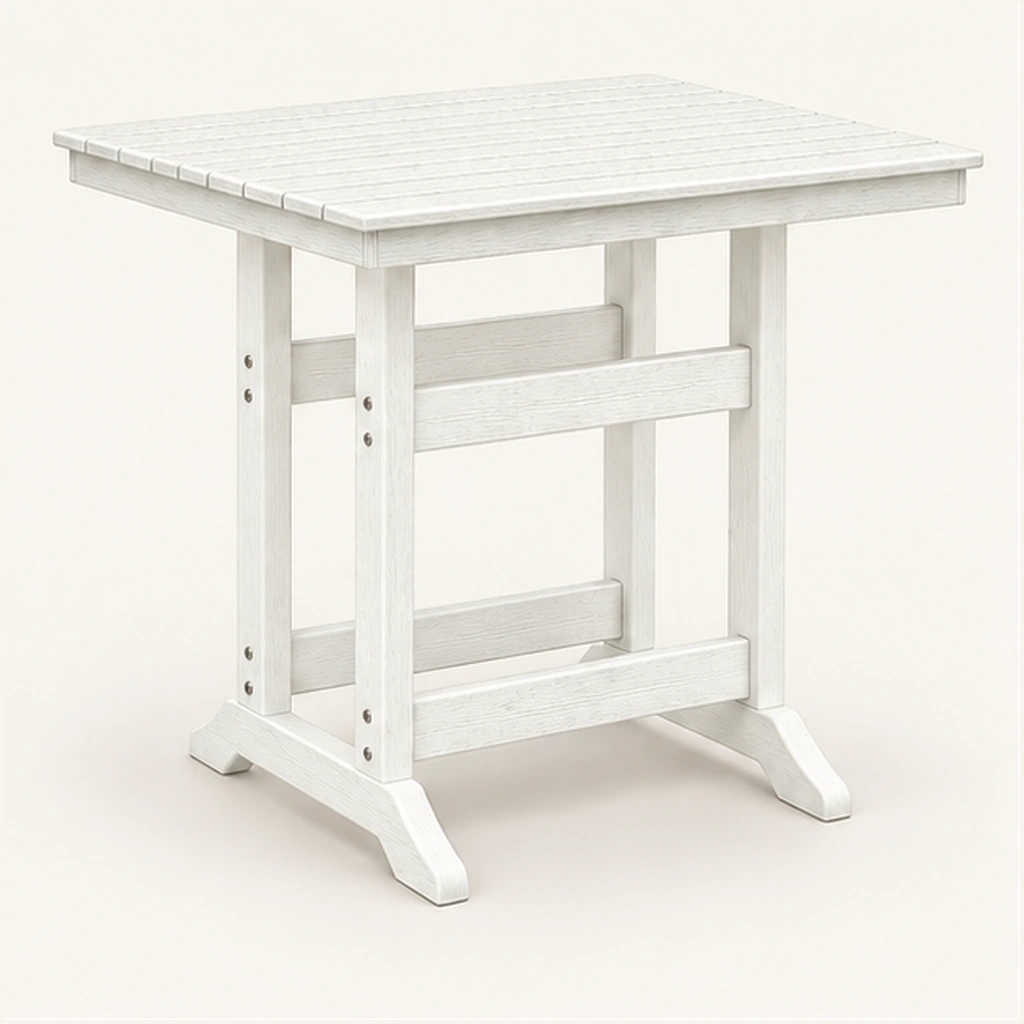 Modern Weather-Resistant HDPE Square Outdoor Table in M011 finish, view 1