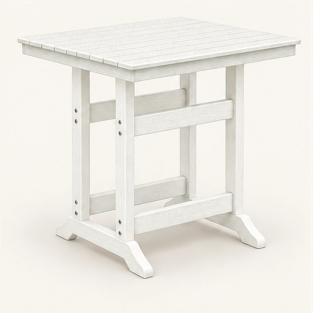 Modern Weather-Resistant HDPE Square Outdoor Table in M011 finish, view 3
