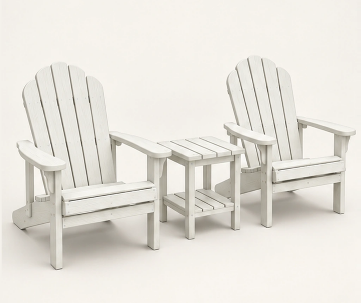 3-Piece Five-Slat HDPE Adirondack Chair and Two-Tier Side Table Set in M011 finish, view 1