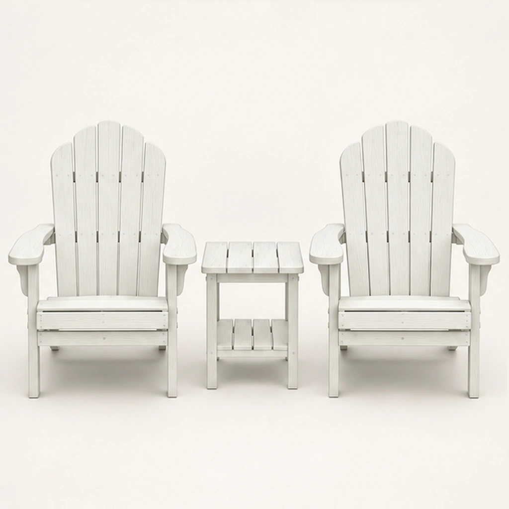 3-Piece Five-Slat HDPE Adirondack Chair and Two-Tier Side Table Set in M011 finish, view 2