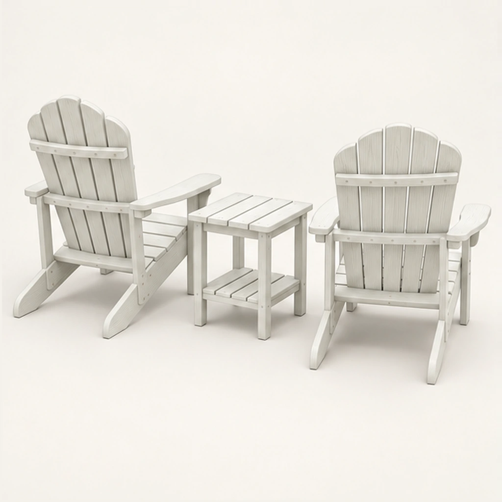 3-Piece Five-Slat HDPE Adirondack Chair and Two-Tier Side Table Set in M011 finish, view 3