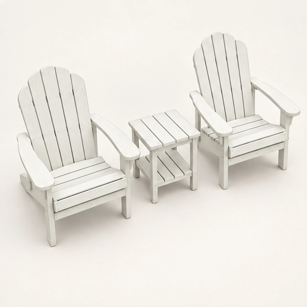 3-Piece Five-Slat HDPE Adirondack Chair and Two-Tier Side Table Set in M011 finish, view 4