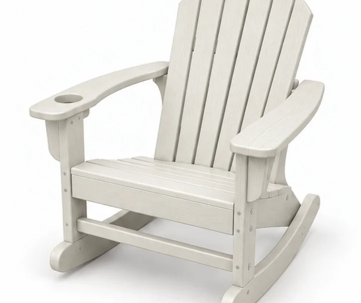 HDPE Outdoor Adirondack Rocking Chair with Cup Holder in M011 finish, view 1