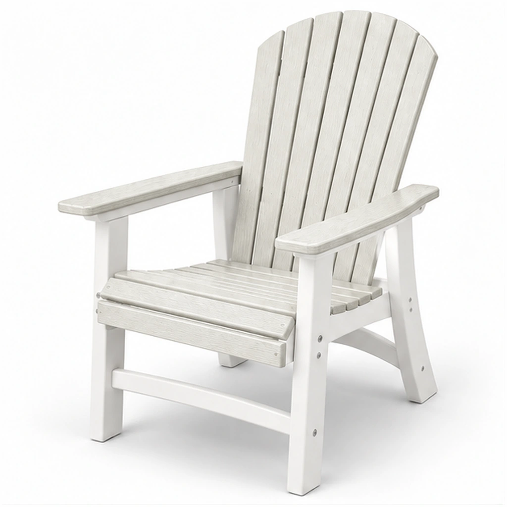 Two-Tone Seven-Slat HDPE Adirondack Chair with White Frame in M011 finish, view 1