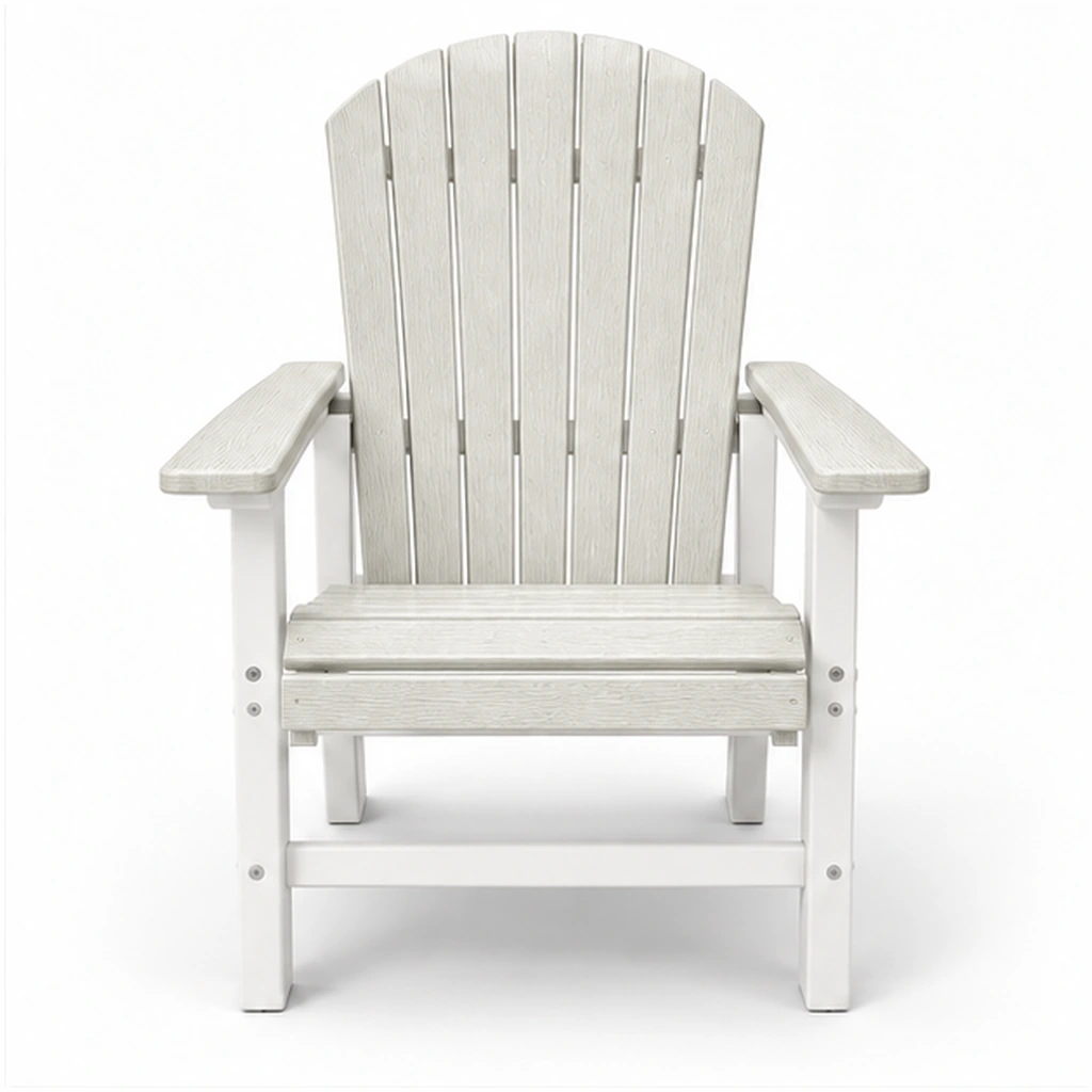 Two-Tone Seven-Slat HDPE Adirondack Chair with White Frame in M011 finish, view 2