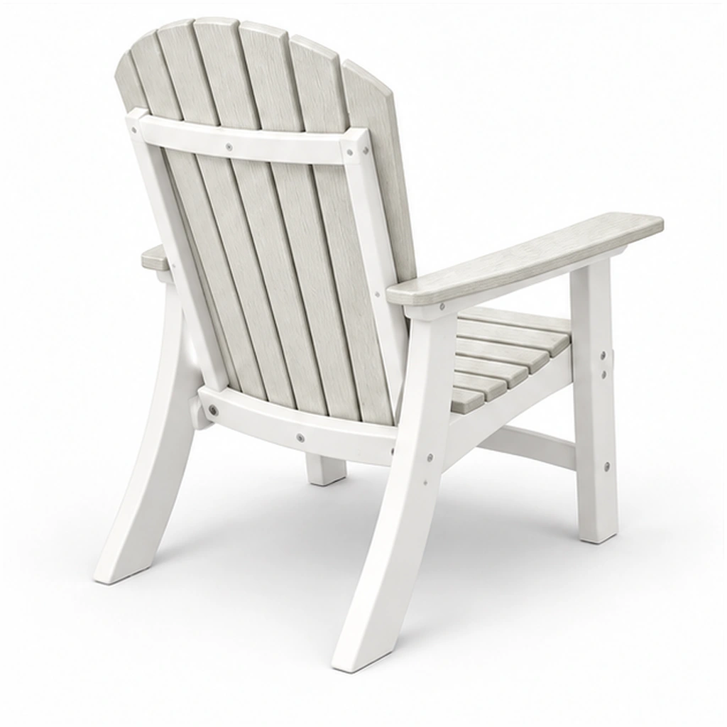 Two-Tone Seven-Slat HDPE Adirondack Chair with White Frame in M011 finish, view 3
