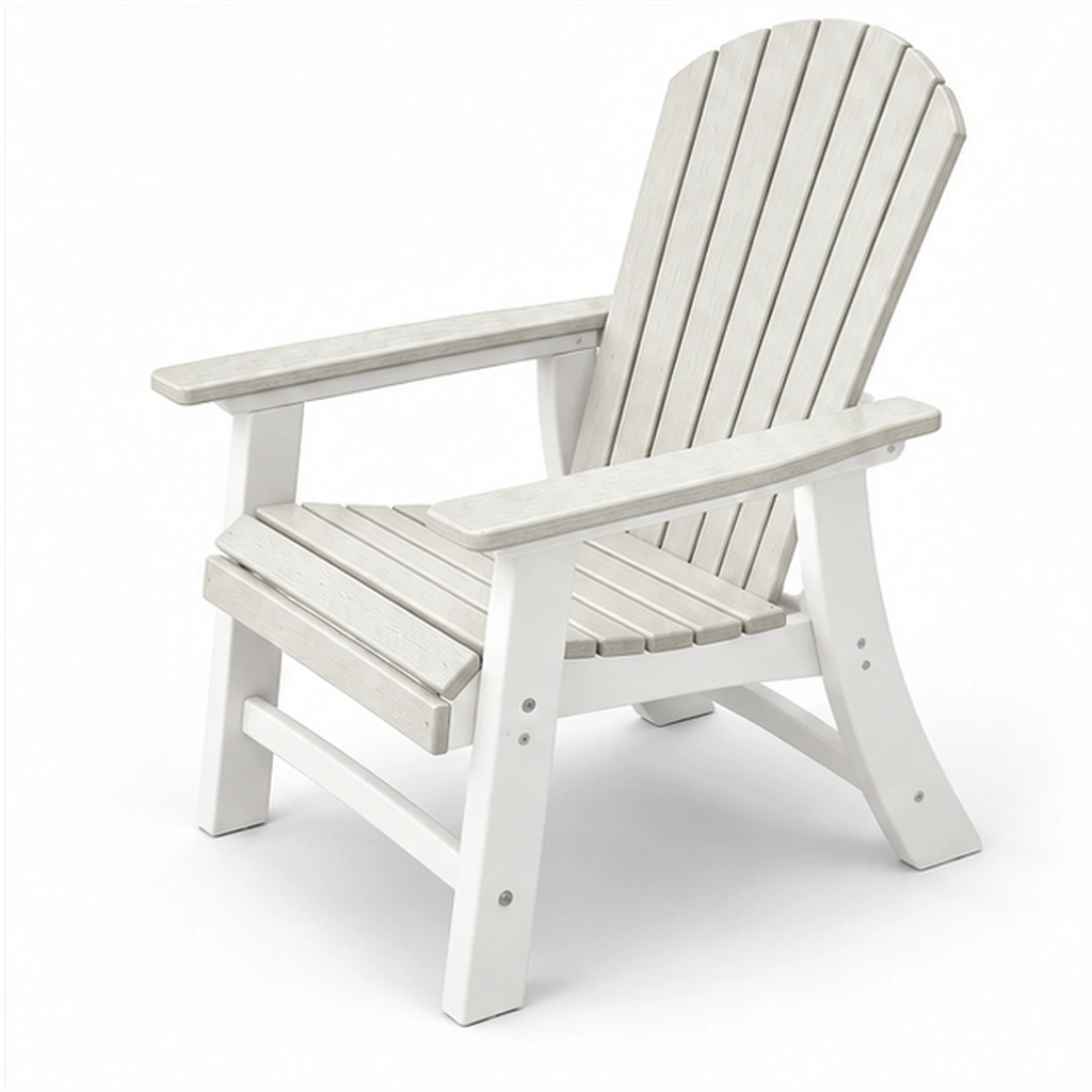 Two-Tone Seven-Slat HDPE Adirondack Chair with White Frame in M011 finish, view 4