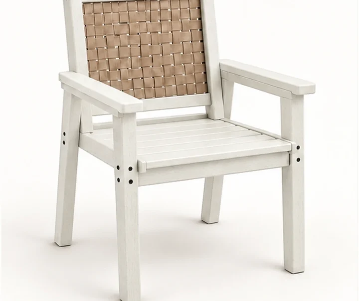 HDPE Patio Dining Chair with Woven Strap Back in M011 finish, view 1