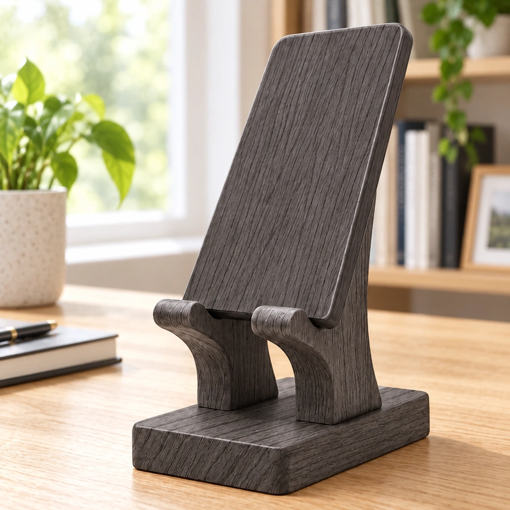 HDPE tablet and book support stand on a home-office desk, scene view 01