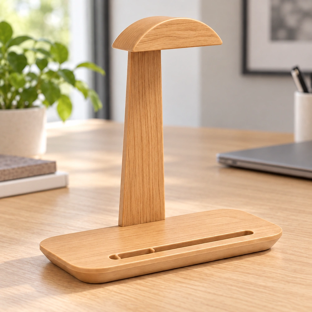 HDPE headphone stand on a home-office desk, scene view 01