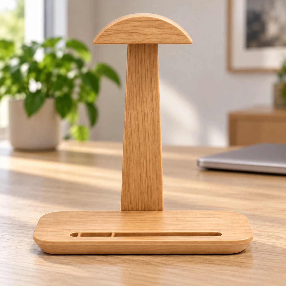 HDPE headphone stand on a home-office desk, scene view 02
