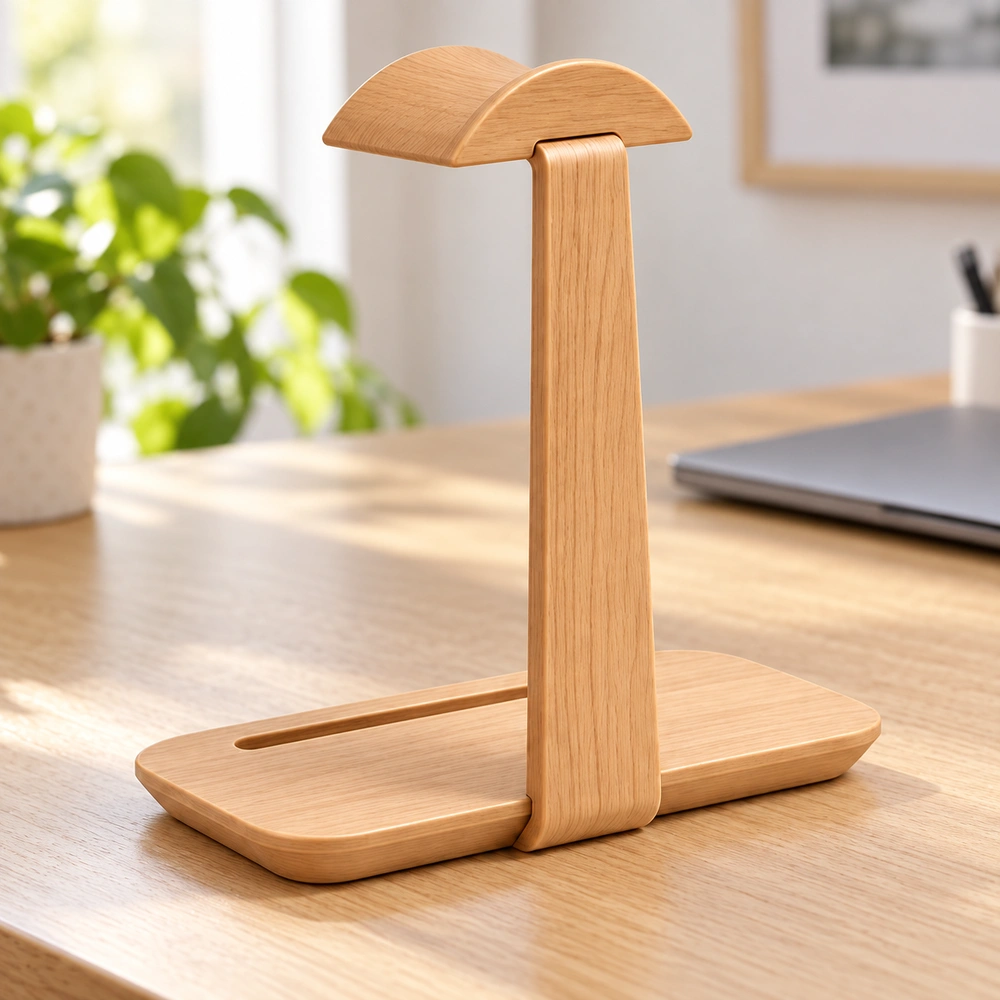 HDPE headphone stand on a home-office desk, scene view 03