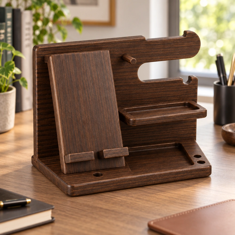 HDPE Multi-functional Bracket Stand in a home office, three-quarter view 01