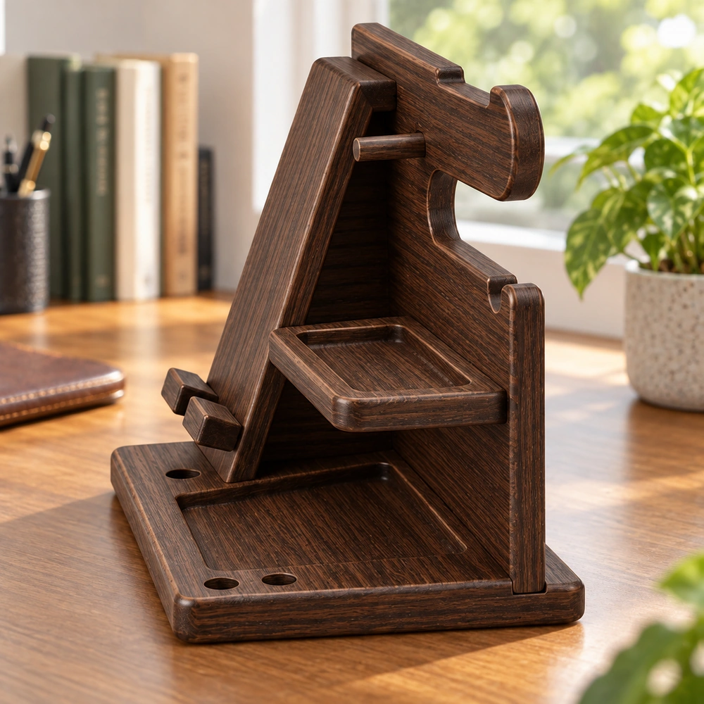 HDPE Multi-functional Bracket Stand in a home office, side-rear view 04